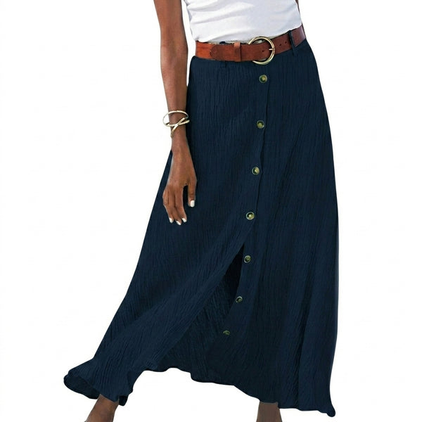 Damen-Maxirock mit Knopfleiste und strukturierter Oberfläche-Skirt for women-Alpenkind