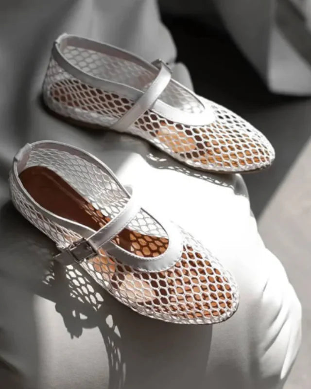 Damen Mesh Mary Jane Ballerinas mit Schnalle-Footwear for women-Alpenkind