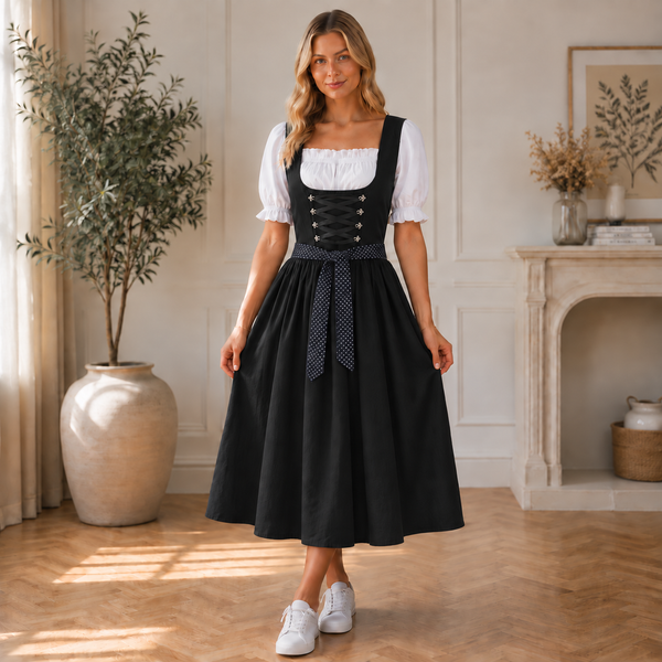 Damen Midi-Dirndl mit Schnür-Mieder-Dirndl for women-Alpenkind