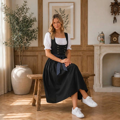 Damen Midi-Dirndl mit Schnür-Mieder-Dirndl for women-Alpenkind