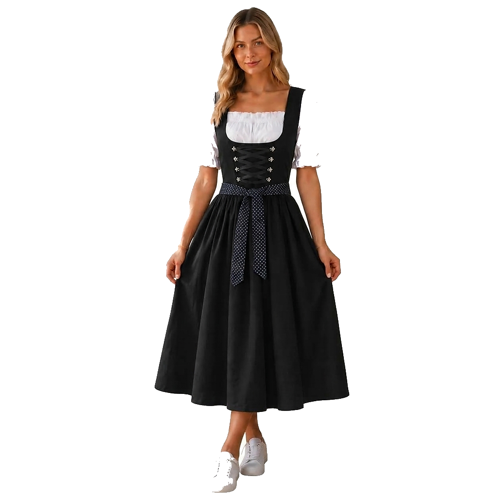 Damen Midi-Dirndl mit Schnür-Mieder-Dirndl for women-Alpenkind