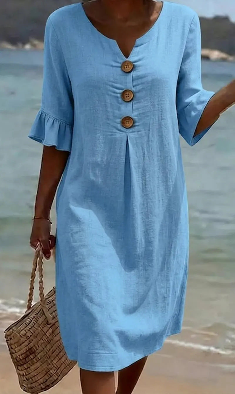 Damen Midi-Hemdkleid mit Knöpfen-Midi Dress-Alpenkind