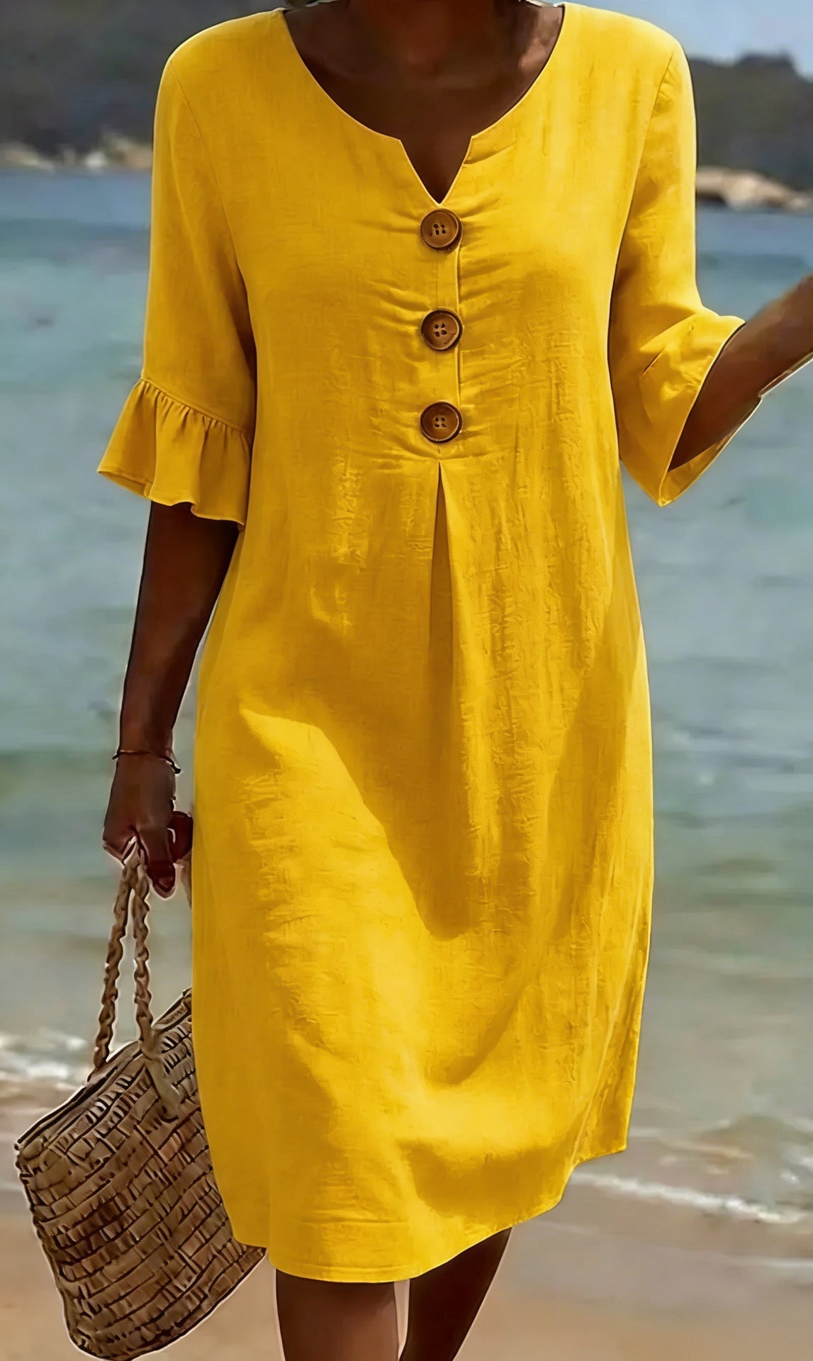 Damen Midi-Hemdkleid mit Knöpfen-Midi Dress-Alpenkind