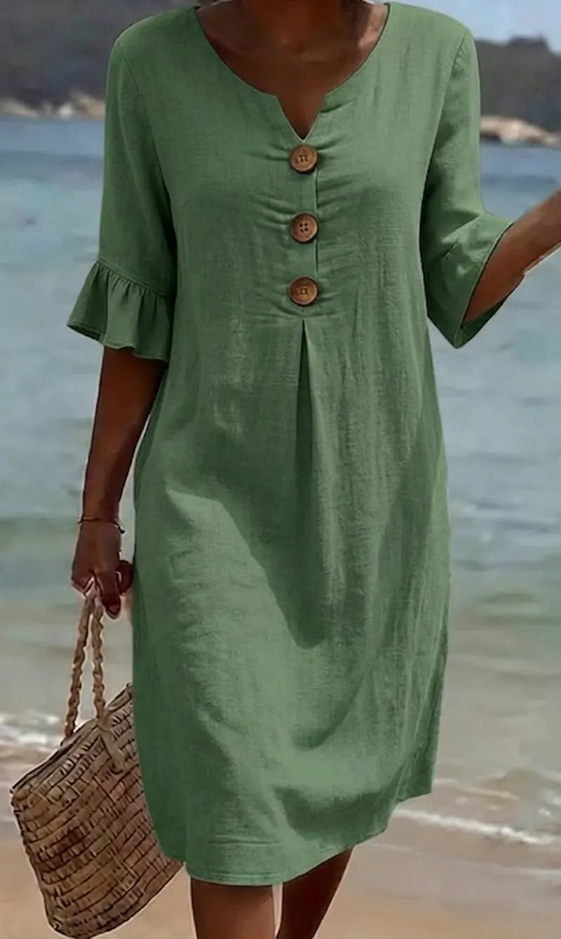 Damen Midi-Hemdkleid mit Knöpfen-Midi Dress-Alpenkind