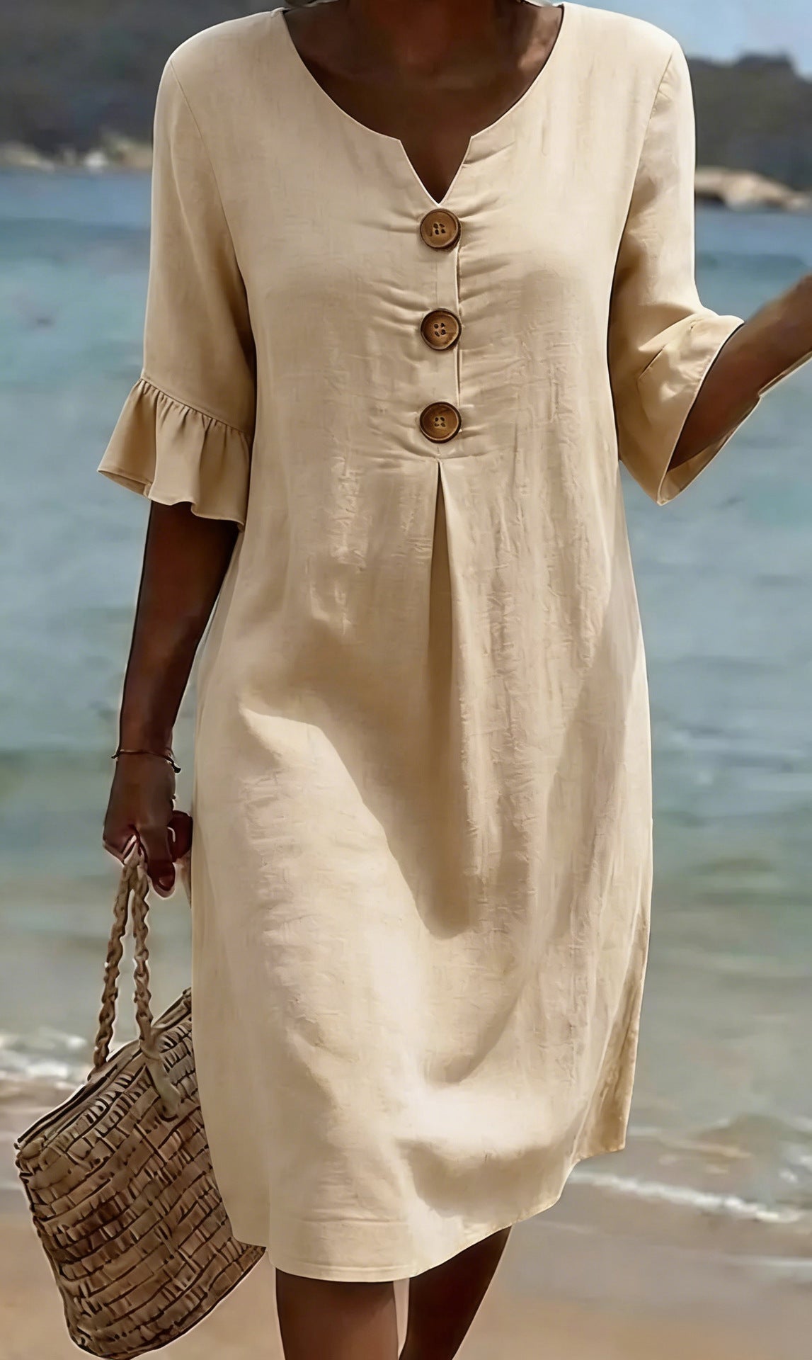 Damen Midi-Hemdkleid mit Knöpfen-Midi Dress-Alpenkind