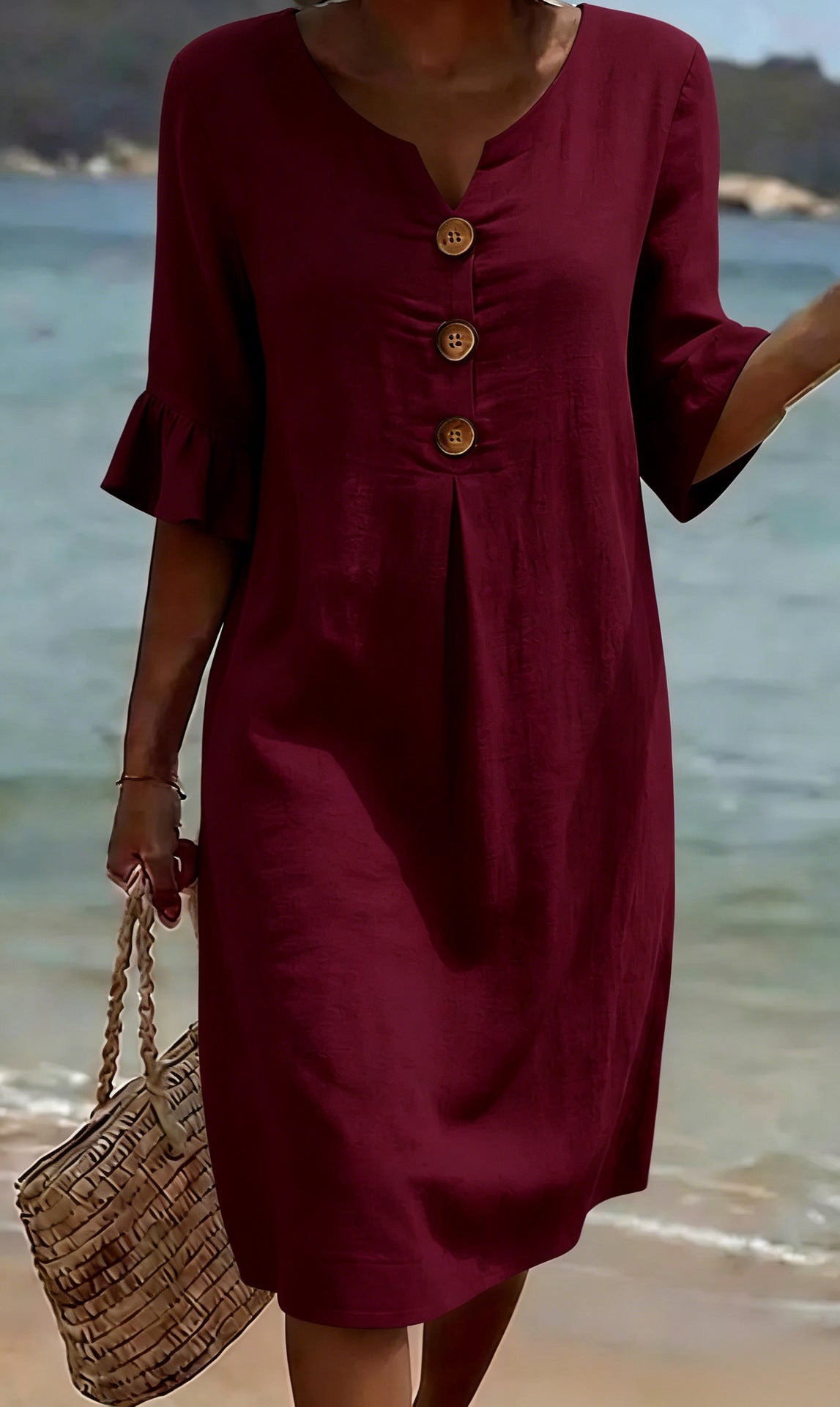 Damen Midi-Hemdkleid mit Knöpfen-Midi Dress-Alpenkind