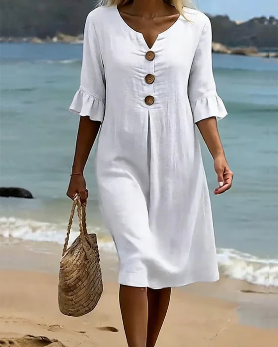 Damen Midi-Hemdkleid mit Knöpfen-Midi Dress-Alpenkind