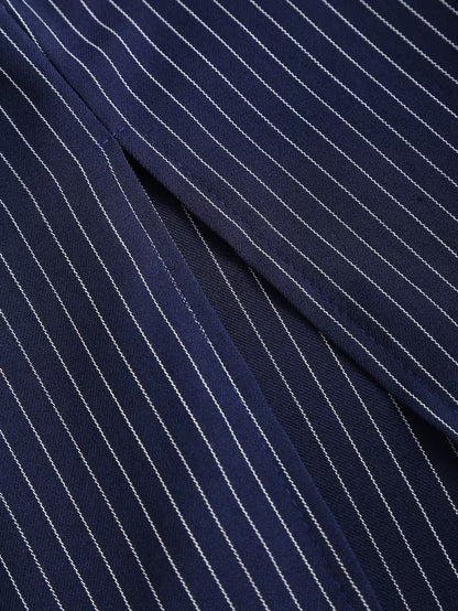 Damen Midi Kleid mit kurzen Ärmeln, Kragen, V-Ausschnitt und Gürtel-Midi Dress-Alpenkind