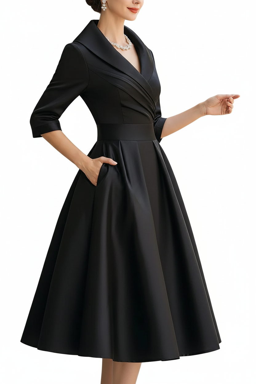 Damen Midi Kleid mit Wickeloberteil-Midi Dress-Alpenkind