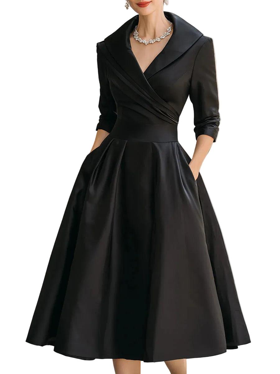 Damen Midi Kleid mit Wickeloberteil-Midi Dress-Alpenkind