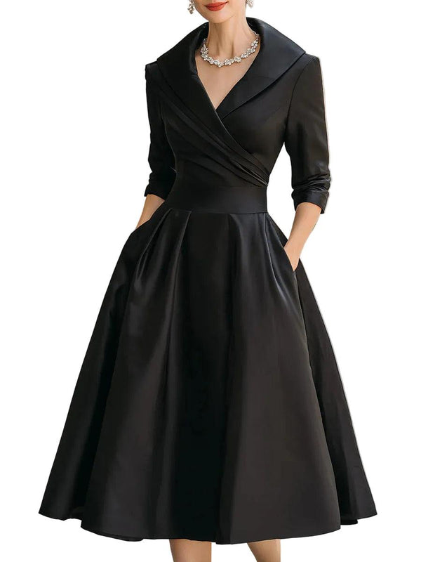 Damen Midi Kleid mit Wickeloberteil-Midi Dress-Alpenkind