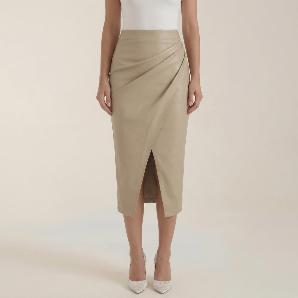 Damen Midi-Rock mit Raffung und vorderem Schlitz-Skirt for women-Alpenkind