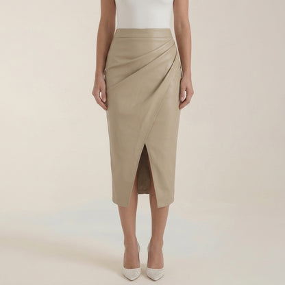 Damen Midi-Rock mit Raffung und vorderem Schlitz-Skirt for women-Alpenkind