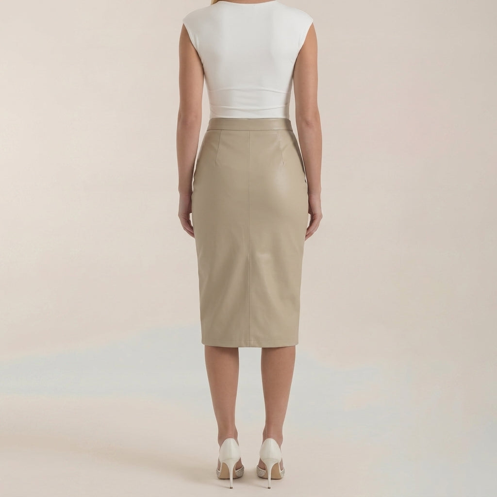 Damen Midi-Rock mit Raffung und vorderem Schlitz-Skirt for women-Alpenkind