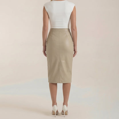 Damen Midi-Rock mit Raffung und vorderem Schlitz-Skirt for women-Alpenkind