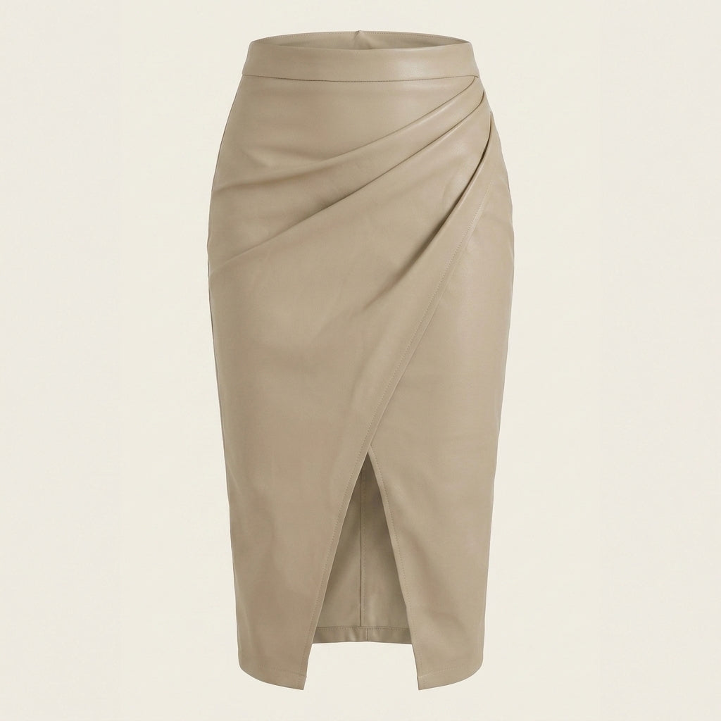 Damen Midi-Rock mit Raffung und vorderem Schlitz-Skirt for women-Alpenkind