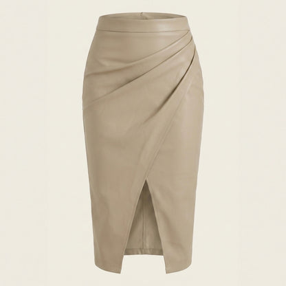 Damen Midi-Rock mit Raffung und vorderem Schlitz-Skirt for women-Alpenkind