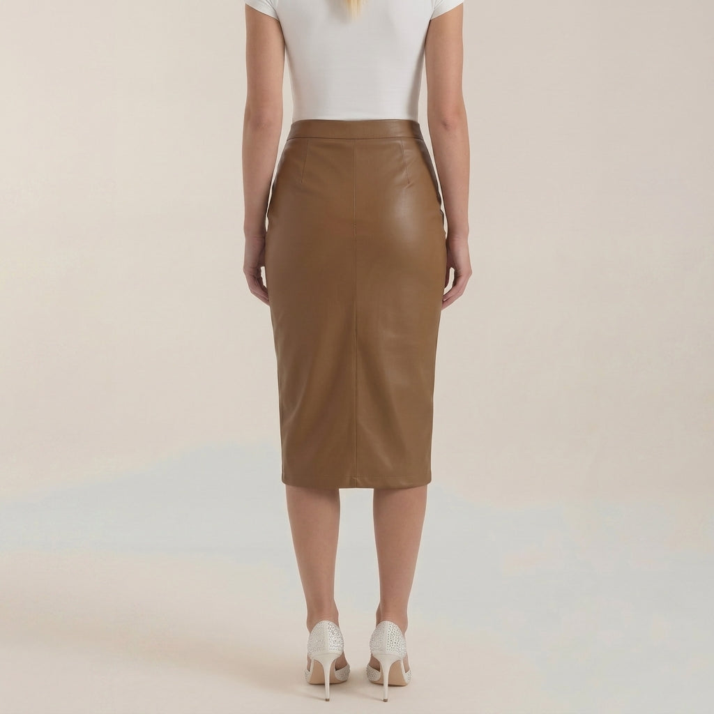 Damen Midi-Rock mit Raffung und vorderem Schlitz-Skirt for women-Alpenkind
