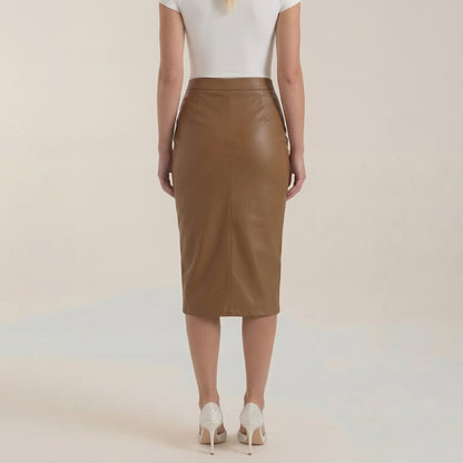 Damen Midi-Rock mit Raffung und vorderem Schlitz-Skirt for women-Alpenkind