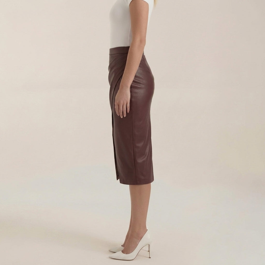 Damen Midi-Rock mit Raffung und vorderem Schlitz-Skirt for women-Alpenkind