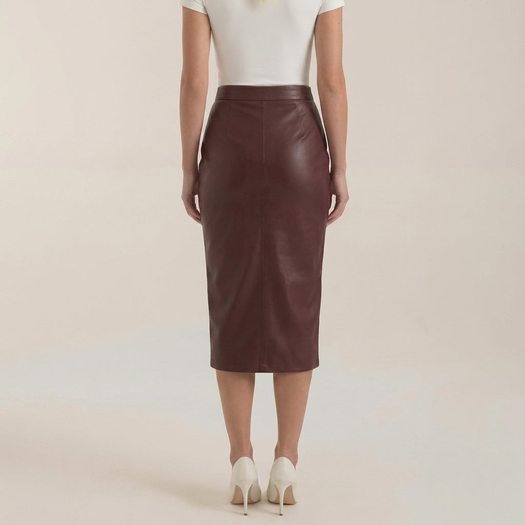 Damen Midi-Rock mit Raffung und vorderem Schlitz-Skirt for women-Alpenkind