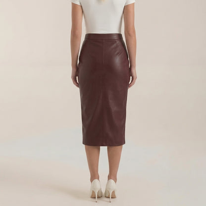 Damen Midi-Rock mit Raffung und vorderem Schlitz-Skirt for women-Alpenkind