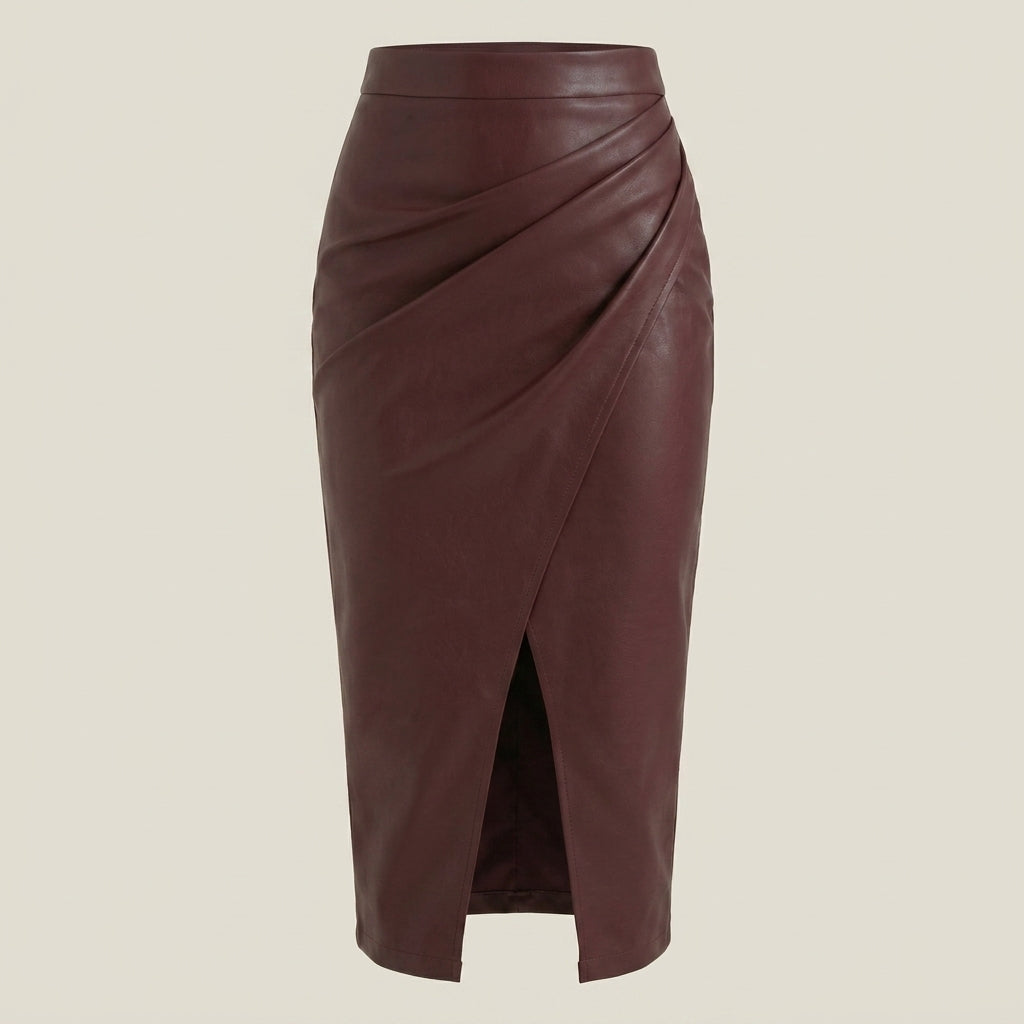 Damen Midi-Rock mit Raffung und vorderem Schlitz-Skirt for women-Alpenkind