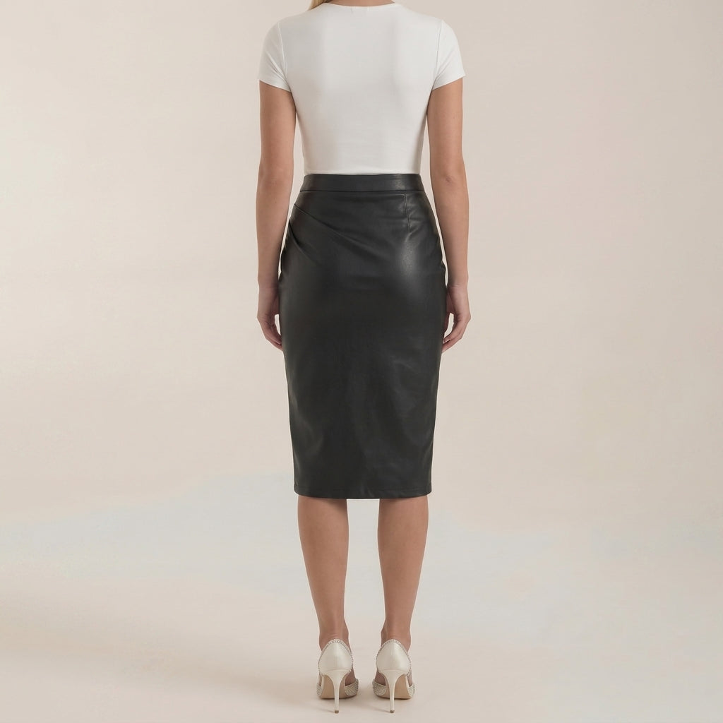Damen Midi-Rock mit Raffung und vorderem Schlitz-Skirt for women-Alpenkind