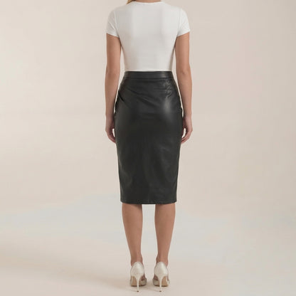 Damen Midi-Rock mit Raffung und vorderem Schlitz-Skirt for women-Alpenkind