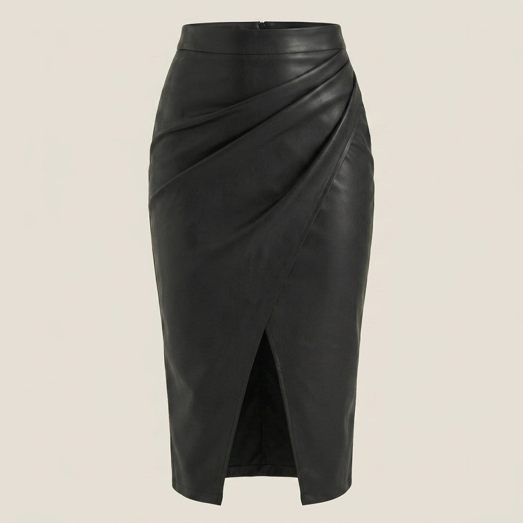 Damen Midi-Rock mit Raffung und vorderem Schlitz-Skirt for women-Alpenkind