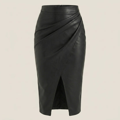 Damen Midi-Rock mit Raffung und vorderem Schlitz-Skirt for women-Alpenkind
