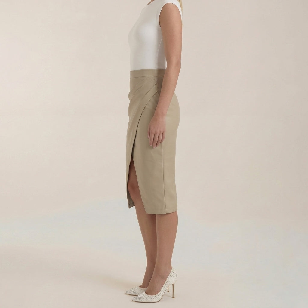 Damen Midi-Rock mit Raffung und vorderem Schlitz-Skirt for women-Alpenkind