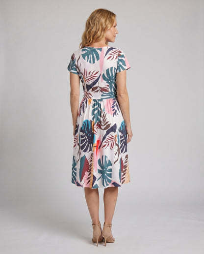 Damen Midi-Wickelkleid mit tropischem Print-Midi Dress-Alpenkind