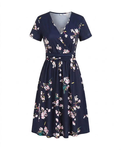 Damen Midi-Wickelkleid mit tropischem Print-Midi Dress-Alpenkind