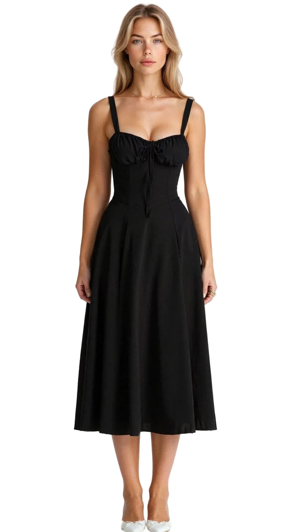 Damen Midikleid im Korsettstil mit Blumenmuster-Midi Dress-Alpenkind