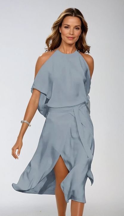 Damen-Midikleid mit asymmetrischem Saum-Midi Dress-Alpenkind