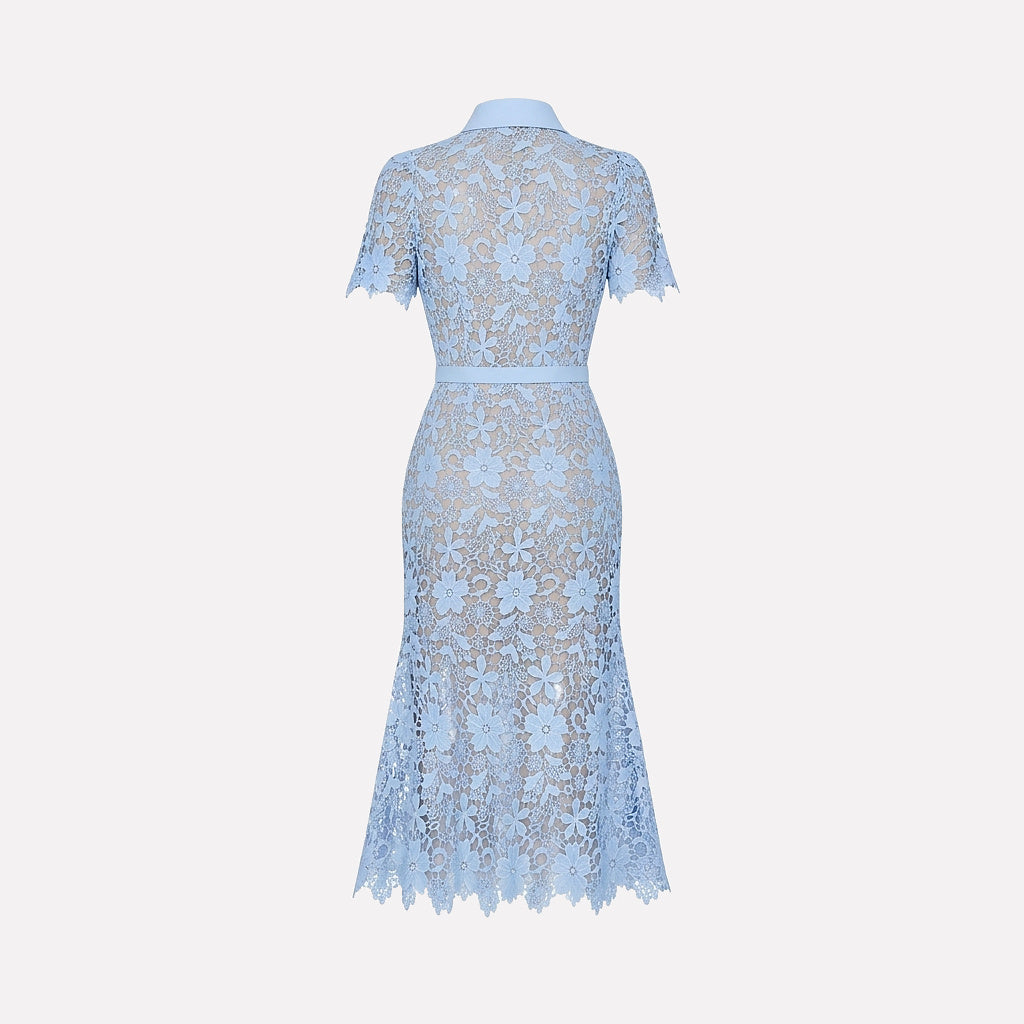 Damen Midikleid mit Blumenmuster und Gürtel und Taschen-Midi Dress-Alpenkind