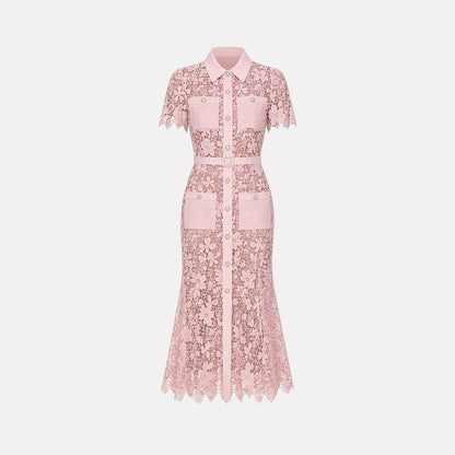 Damen Midikleid mit Blumenmuster und Gürtel und Taschen-Midi Dress-Alpenkind