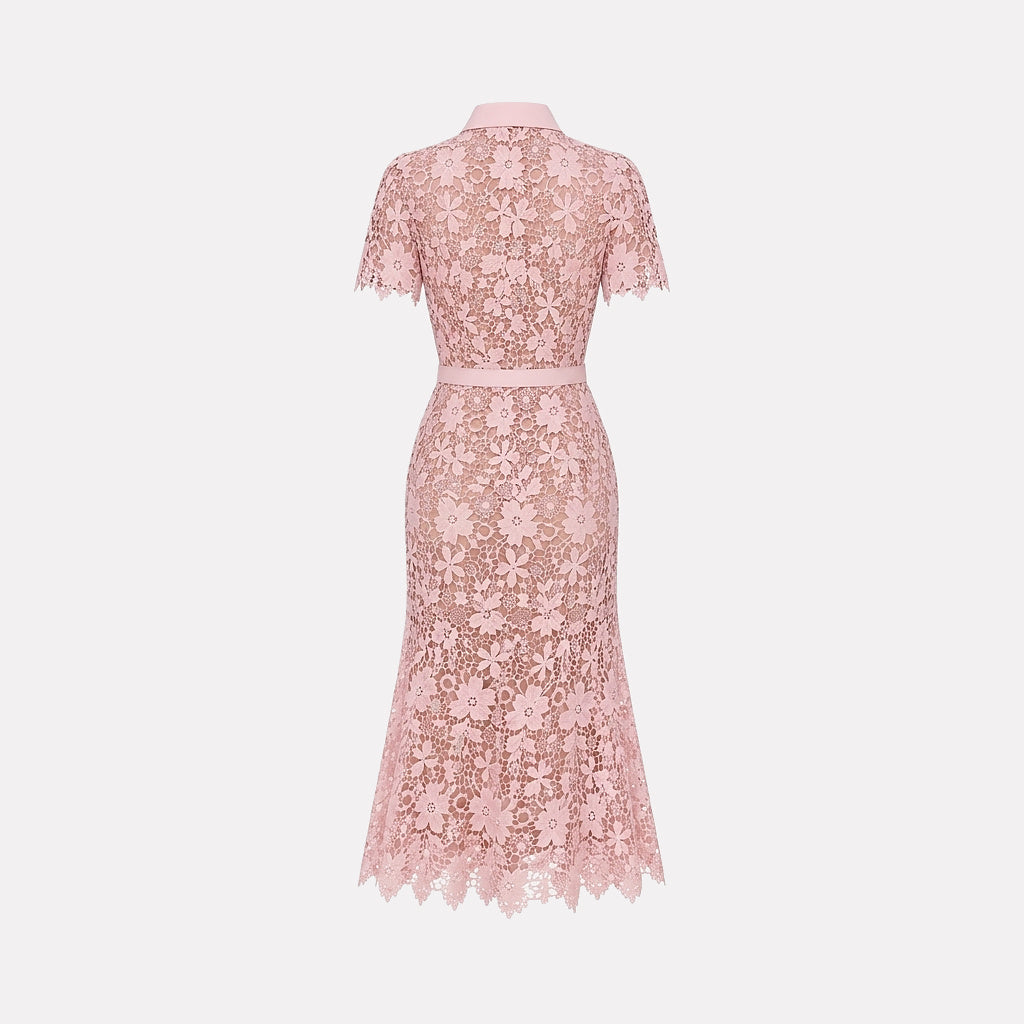 Damen Midikleid mit Blumenmuster und Gürtel und Taschen-Midi Dress-Alpenkind
