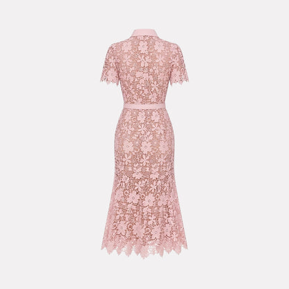 Damen Midikleid mit Blumenmuster und Gürtel und Taschen-Midi Dress-Alpenkind