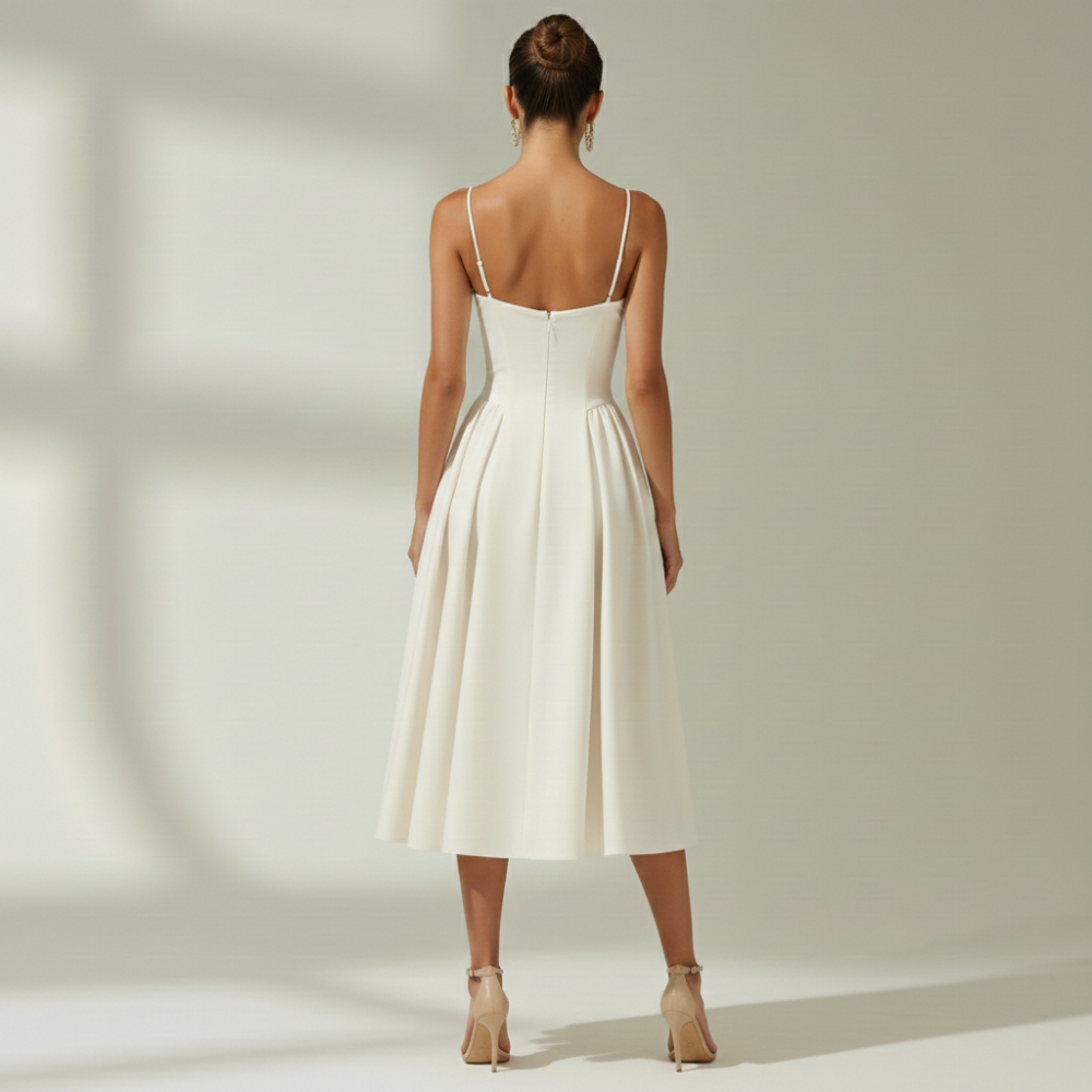 Damen Midikleid mit Blumenmuster und schmalen Trägern-Midi Dress-Alpenkind