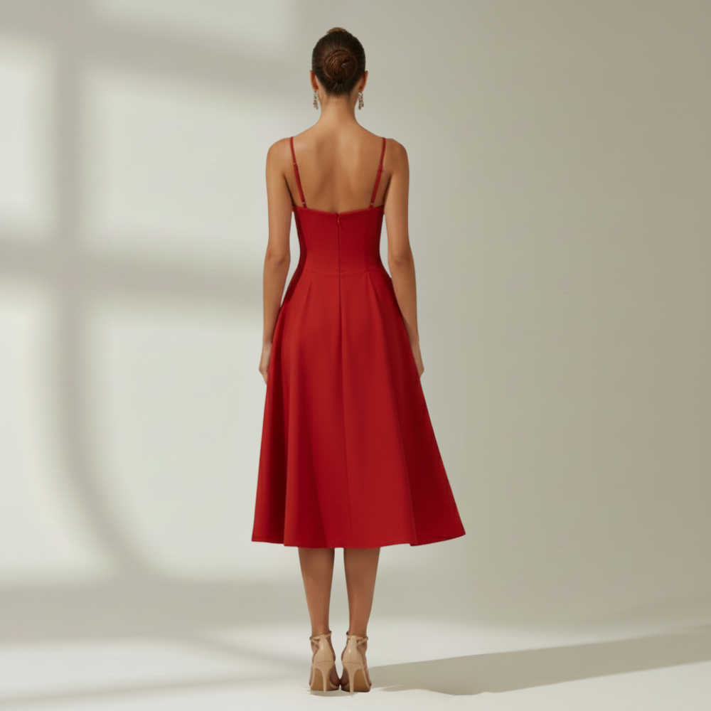 Damen Midikleid mit Blumenmuster und schmalen Trägern-Midi Dress-Alpenkind
