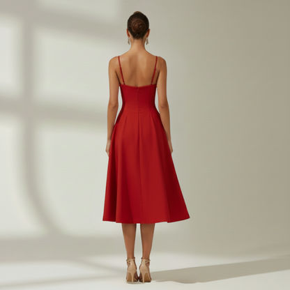 Damen Midikleid mit Blumenmuster und schmalen Trägern-Midi Dress-Alpenkind