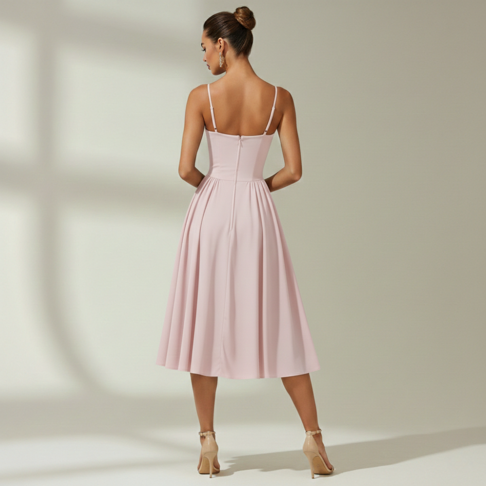 Damen Midikleid mit Blumenmuster und schmalen Trägern-Midi Dress-Alpenkind