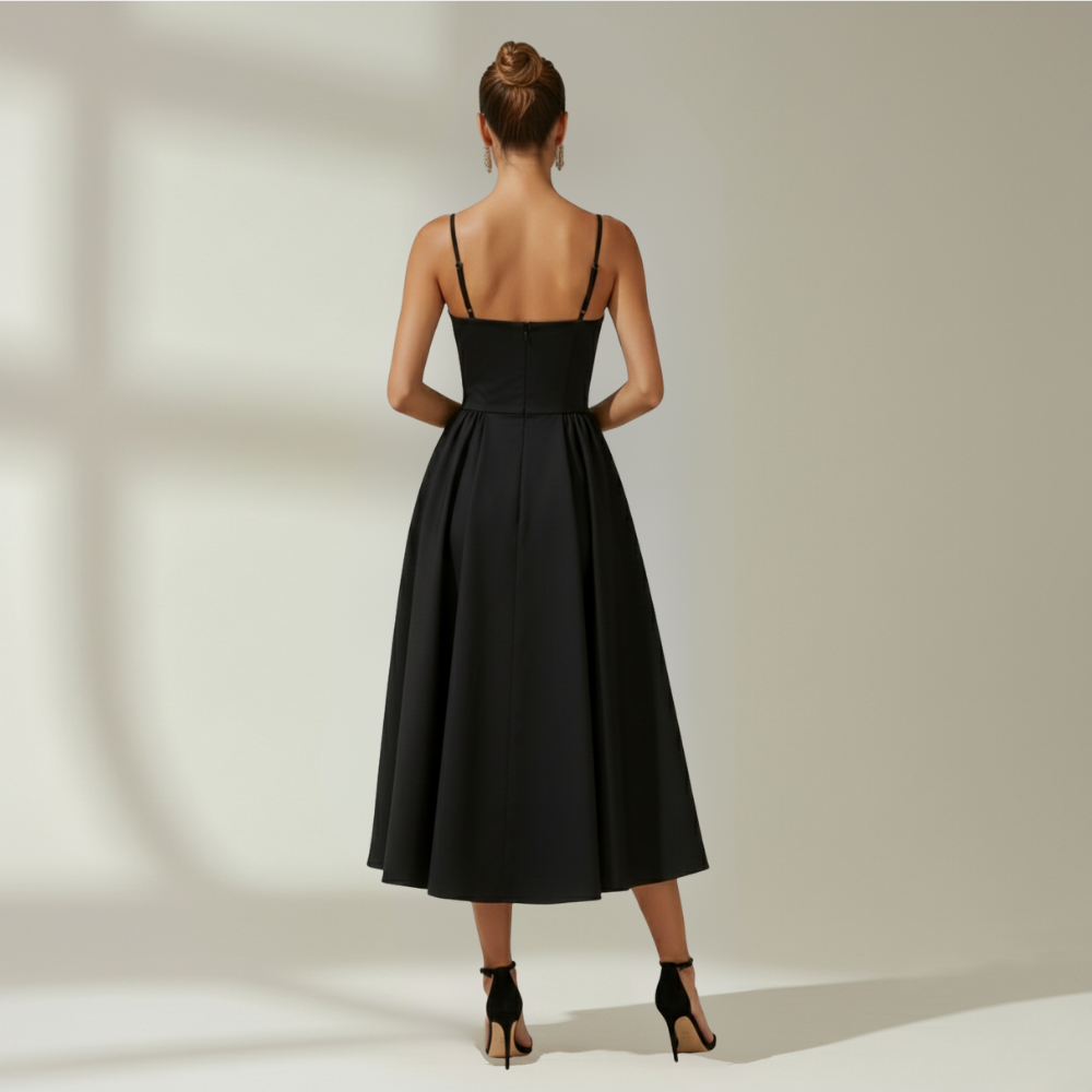 Damen Midikleid mit Blumenmuster und schmalen Trägern-Midi Dress-Alpenkind