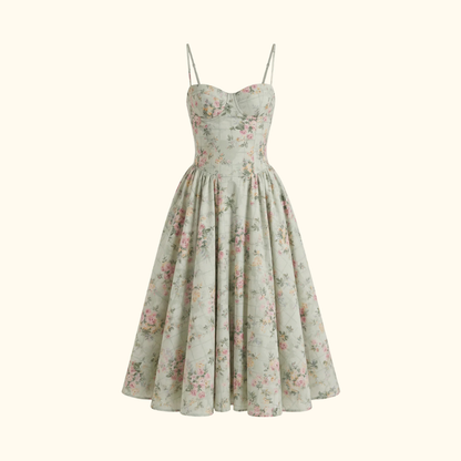 Damen Midikleid mit Blumenmuster und schmalen Trägern-Midi Dress-Alpenkind
