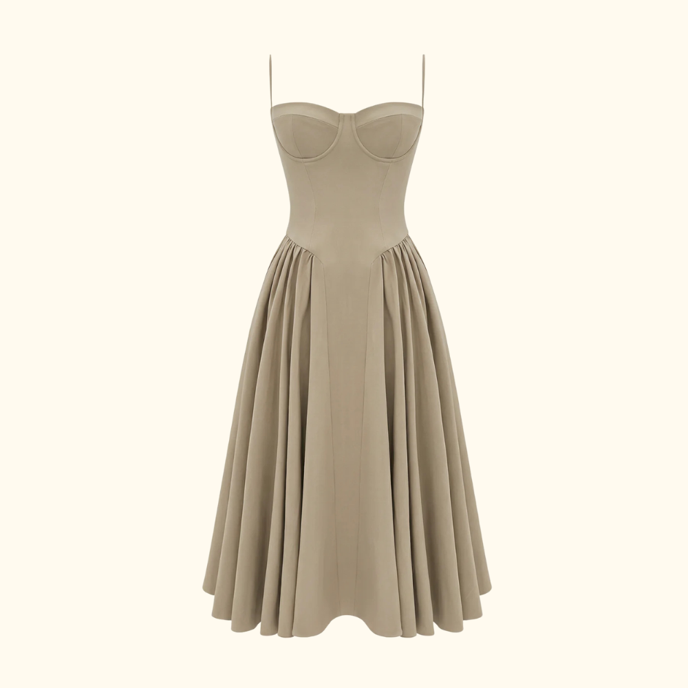 Damen Midikleid mit Blumenmuster und schmalen Trägern-Midi Dress-Alpenkind