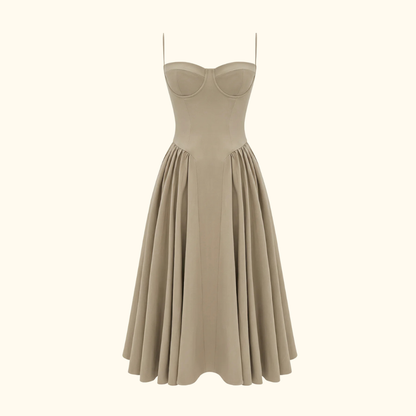 Damen Midikleid mit Blumenmuster und schmalen Trägern-Midi Dress-Alpenkind
