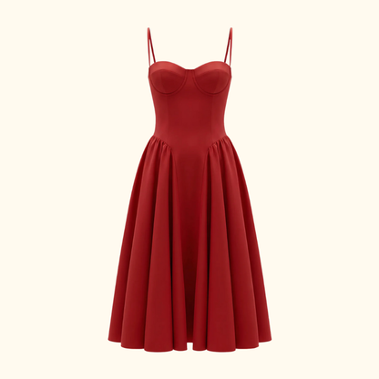 Damen Midikleid mit Blumenmuster und schmalen Trägern-Midi Dress-Alpenkind