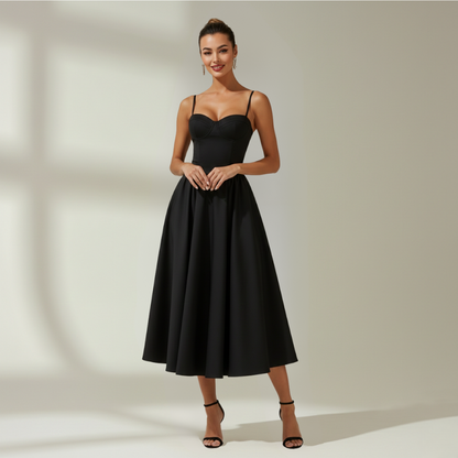 Damen Midikleid mit Blumenmuster und schmalen Trägern-Midi Dress-Alpenkind
